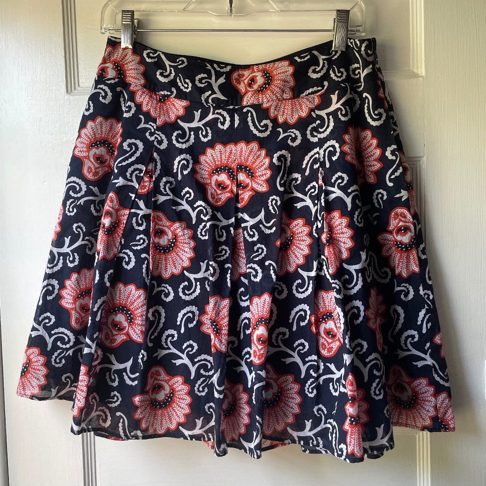 Talbots navy orange floral skirt